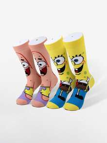 SpongeBob SquarePants 5/3/2/1 双装男女通用趣味卡通印花袜子，适合日常穿着、旅行、上学，低帮踝袜，学生船袜。圣诞节、旅行、婚礼、圣诞派对、送给妈妈、爸爸、新年、朋友的绝佳礼物，趣味十足。 - 彩色 - 查看 11