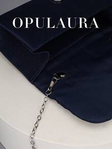 OpulAura 华丽水晶装饰链条手提包，磁扣设计，优雅时尚派对包，适合女士生日派对、正式晚宴、舞会礼服等场合，是新娘送礼会、婚礼手拿包、派对包的最佳优雅之选，完美搭配节日派对礼服、晚礼服和亮片裙，是派对、婚礼、舞会、正式晚宴/宴会的理想之选。 - 藏蓝色 - 查看 7