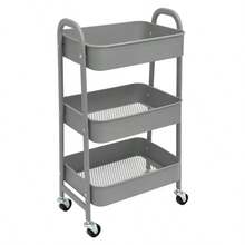 3-Tier Mobile Storage Cart, Steel Frame Structure, With Handle & 2 Brakes, Easy Assembly, Suitable For Bedroom, Laundry Room And Bathroom Storage - Multicolor - View 17