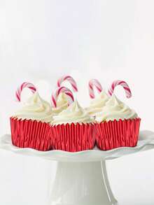 500/200个红色纸质蛋糕衬垫，烘焙蛋糕装饰，适用于婚礼、生日、情人节、圣诞节和家庭聚会 - 紅色 - 查看 5