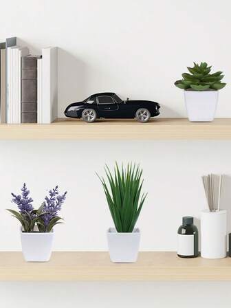 1pc/3pcs Artificial Mini Green Plant Potted Decor - Home Living Room Tabletop, Windowsill, Office Desk Ornament, Small Decoration For Stores, Inns, Bookshelves, Suitable For Mother's Day, Wedding Banquet