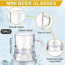 12 Pcs Shot Beer Mug Mini Beer Glasses Small Tasting Glasses Whiskey Juice Cups Birthday BBQ Beer Festival Bachelorette Party Supplies