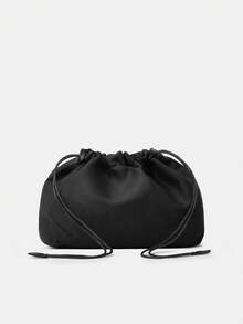 Sac bandoulière femme, cabas tissé à la mode, sac shopping, sac de voyage et portefeuille, sac à main femme avec pochette à cordon. - Noir - Voir 6