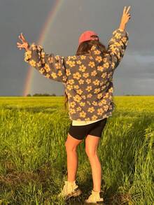 Fashion Y2K Clothes Zipper Hoodies Yellow Sweatshirts Long Sleeve Floral Pullover For Women Blouse Winter Ladies Top Knit Sweater Christmas Clothing - Yellow - View 9