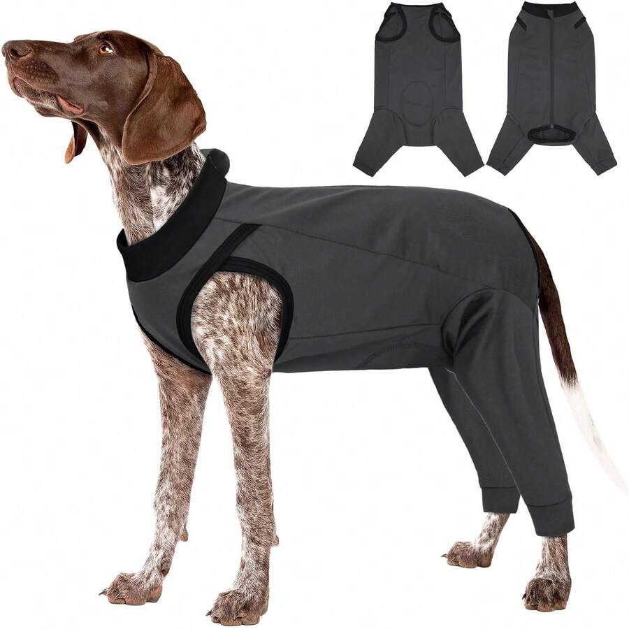 一件狗狗术后腿部连体衣，背部拉链设计，方便穿脱，适合大、中、小型犬。 - 灰色 - 查看 1