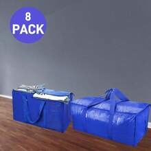 CasaBella 6 Pack 24 Gallon Extra Large Heavy Duty Foldable Moving Bags With Carrying Handles, Zippers And Tag Pocket, Outdoor Camping, Water Proof Organiser, Moving Box - Blue - View 3