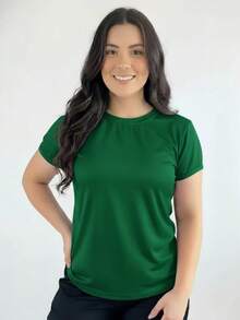 Women's Fashionable Fit Dry Baby Look Polyester T-Shirt For Gym - Green - View 2