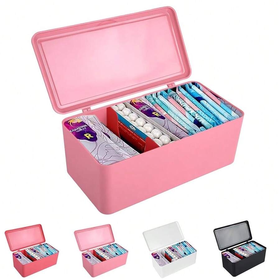 Pad And Tampon Organizer For Bathroom,Sanitary Napkin Holder, Pad And Tampon Organizer For Period, Sanitary Napkin Storage Container, Light Pink{Inchcolorinch:InchPinkinch} - 粉色 - 查看 1