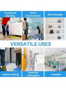 Plus Size Thick Disposable Shoe Covers, Nonslip, Waterproof, Ideal For Home, Hotel, Travel - Blue - View 3