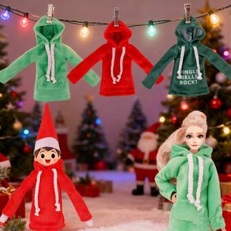 30厘米书架娃娃圣诞连帽衫，适合淘气娃娃（不含娃娃），派对节日装饰，摄影道具，书架娃娃配件，圣诞树装饰，圣诞节必备小礼物，生日派对，酒瓶装饰，家居聚会装饰