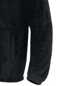 Men's Solid Color Simple Double-Faced Fleece Hooded Plush Casual Zipper Jacket,Men's Autumn Winter Reversible Sherpa Thermal Lined Jacket, Lightweight Warm Zip Up Hoodie, For Outdoor Sports, Daily Streetwear, Travel, And Cold Weather Protection - Black - View 7