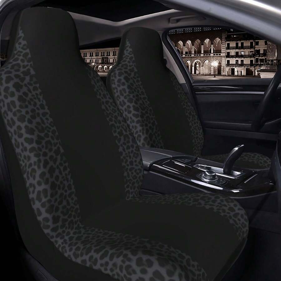 1件装黑色豹纹通用四季通用汽车内饰座椅套套装，座椅保护套，汽车配件，适合女性（豹纹印花，织物材质，适用于多种车型，全面保护） - 均碼 - 查看 1