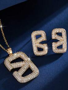 Set de 2 piezas de joyas vintage elegantes y de lujo, incluyendo aretes y collar