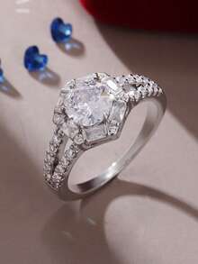 1 قطعة خاتم نسائي فريد من نوعه مرصع بالزركونيا المكعبة اللامعة، مناسب للارتداء اليومي والأعراس والمناسبات المهمة، هدية مثالية لعيد الحب والكريسماس ورأس السنة الجديدة