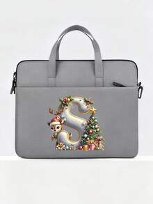 New Christmas Letter Graphic Laptop Bag, Fits 14-Inch Laptop Or Tablet, Fashionable Water-Resistant Fabric Briefcase For Men Christmas Bags