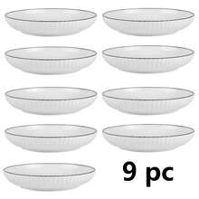 9/7/4/2 件套竖条纹陶瓷餐盘套装，7 英寸，适用于烤箱和微波炉，可用于家庭、餐厅，盛放沙拉、牛排、甜点和面包。
