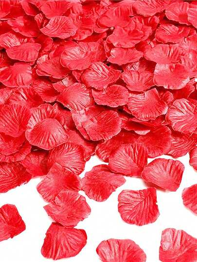 5000pcs Red Rose Petals, Suitable For Romantic Nights, Suitable For Her And Him, Wedding Party Decoration, Proposal, Engagement, Birthday, Valentine's Day Decoration Flowers, Petals, Fake Roses, Synthetic Silk, Rose Petals