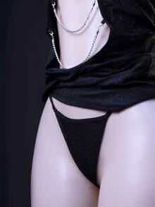 Secretary Fantasy Lingerie Set - Deep V Backless Bodysuit & Pencil Skirt | No-Remove Design - màu đen - Xem 4