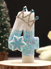 1 Stück 3D Schneeflocken Krone Geburtstagkerze - funkelndes Schneeflocken Design mit Kronen Akzenten, stabiler Kunststoffständer, perfekt für Feierlichkeiten & Tortendekoration, Geburtstagskerzendekoration, festliche Tischmitte, elegantes Kerzendesign, dekorativer Kerzenhalter