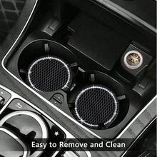 2pcs/1pc Car Cup Coaster, Bling Cup Holder Insert Coasters,Universal Auto Non-Slip Cup Holder Embedded In Ornaments Silicone Coaster, Car Interior Accessories Mat,7cm/2.75 Inch Soft Crystal Rhinestone Rubber Pad Set Round Auto Drink Coaster Car Interior Accessories - 彩色 - 查看 4