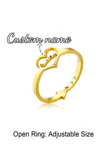 Anillo con nombre personalizado, joyería personalizada, anillo ajustable de acero inoxidable dorado/plateado, regalo de pareja - Anillo de oro modelo 5 - Ver 7