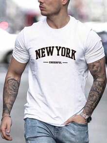 Men's Letter Print T-Shirt - Blanco - View 8