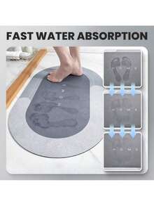3/4 Pieces Minimalist Memory Foam Bathroom Mat Set, New 3/4 Packs Soft Absorbent Rugs For Shower Room, Non Slip Rubber Machine Washable & Quick Drying, Bathroom Toilet Mat Set, New Super Absorbent Dry Washable Non Slip Backing Easy Cleaning Perfects For Any Home Hotel Shower Room Fall Decor Entryway Decor Bathroom Kitchen Decor Housewarming Gift - Blue - View 9