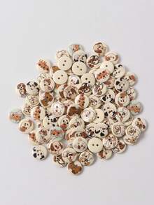 10/50/100Pcs Vintage Mixed Pattern Wooden Dog Buttons, 2 Holes Wood Puppy Print Buttons For Sewing Clothing Bag Hat DIY Craft Party Decor - Multicolor - View 6
