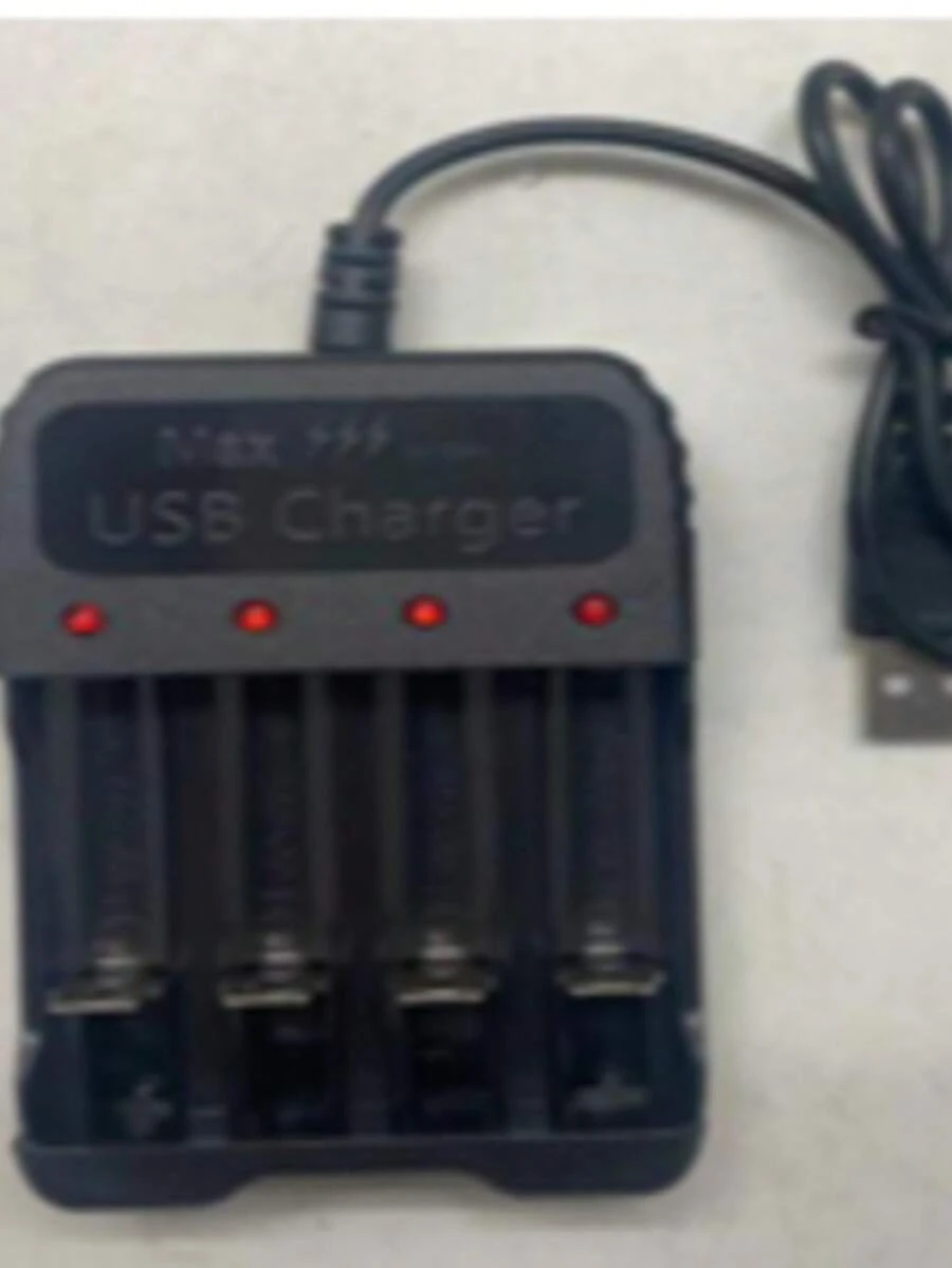Cargador de pilas AAA y AA PC070, equipo recargador múltiple, acepta pilas doble A y triple A, luces indicadoras y protección contra sobrecarga, recomendado para cámaras, controles y dispositivos electrónicos. - No - Ver 1