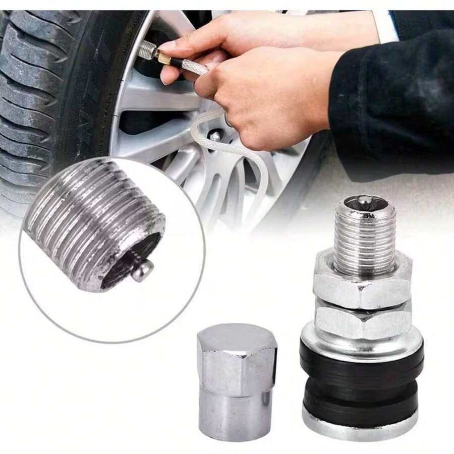 2pcs/4pcs/10pcs Válvulas de Rueda de Acero Inoxidable Duraderas de 3.2cm para Motocicleta - Accesorios para Neumáticos Tubeless Impermeables - 4 piezas - Ver 1