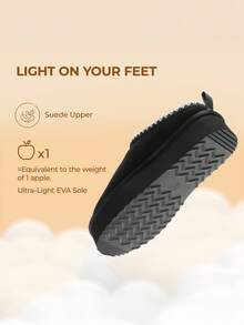 Genuine Suede Leather Women's Fashion Platform Slippers - Short Ankle Boot With Anti-Slip Sole- Cozy, Fuzzy, And Warm Winter Footwear FuzzyEasy Women's 1.57 Inch Platform Slip-On , Ideal For Indoor And Outdoor Use Suitable For Gift (SUGGEST SIZE UP) - 黑色 - 查看 4