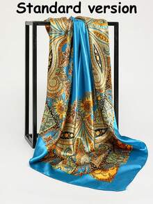 1pc Minimalist Printed Neckerchief, New Fashionable Spring Headscarf For Women, Can Be Used As Waistband, Bag Decoration, Ribbon, Headband Or Scarf, Ideal Choice To Enhance Your Overall Look. - Sky Blue - View 19