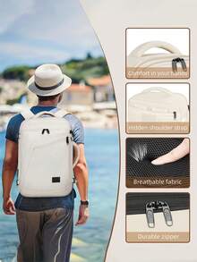 Carry-On Backpack, 40x30x20 Cm, Expandable Cabin Bag, Lightweight Water-Resistant Travel Backpack For Men & Women With 15.6-Inch Laptop Compartment, Under-Seat Bag For Business, Travel, Ryanair & Eurowings, Beige - 米色 - 查看 6