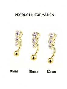 FOREVER QUEEN 1PC 925 Sterling Silver Three Heart Belly Button Rings For Women Heart Cubic Zirconia Belly Rings Clear CZ Navel Rings Piercing - Navel Nails - View 4