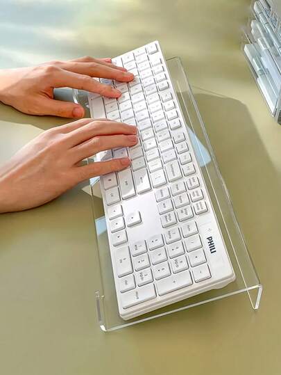 1 pieza Soporte de teclado de acrílico - Elevador de escritorio compacto para teclado y mini PC, material de plástico duradero, sin necesidad de carga, disponible en varios colores, ahorro de espacio, adecuado para espacios de trabajo modernos, Soporte de teclado | Soporte de teclado elegante, Soporte de mini teclado, Soporte de exhibición de teclado, Accesorio de oficina, Accesorio de escritorio, Regalo del Día del Maestro