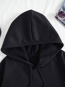 Casual Versatile Regular Sweatshirt - Black - Black - View 3