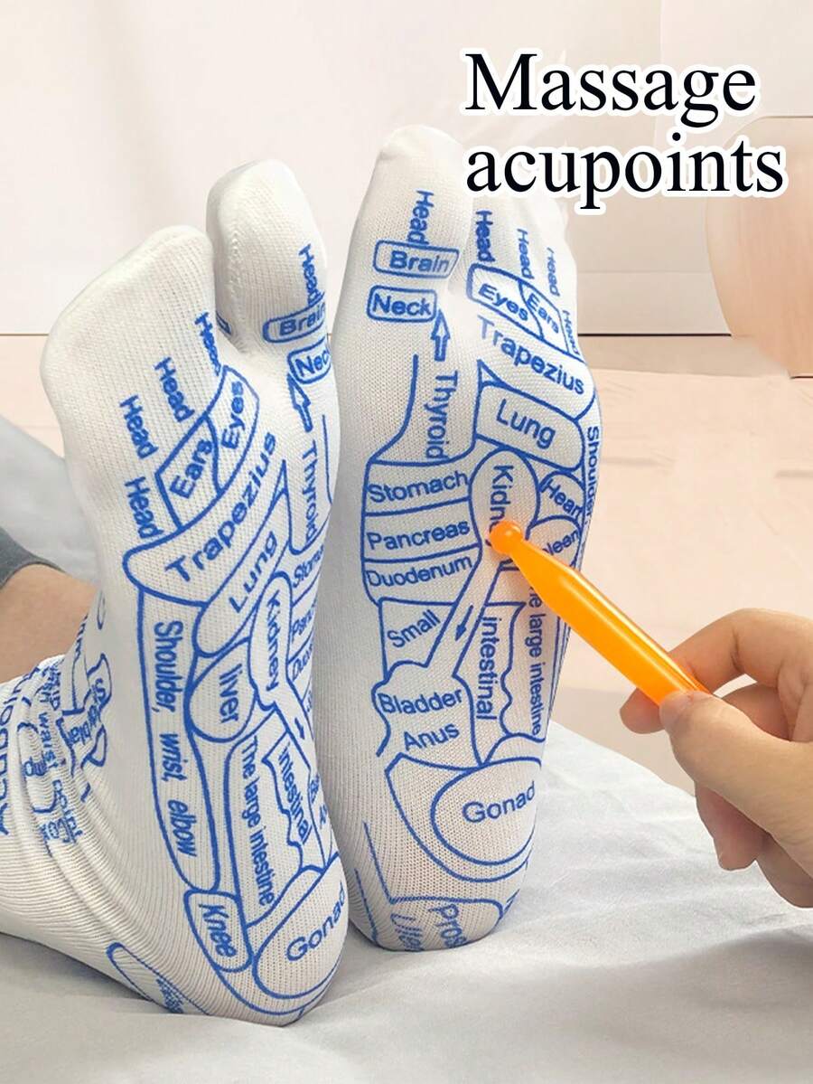 Foot Reflexology Leg Warmers Set, Includes Massage Tool & Acupressure Leg Warmers, Helps Relieve Stress And Pain, Comes With Foot Acupressure Pen And Healthy Massage Leg Warmers. - Multicolor - View 1