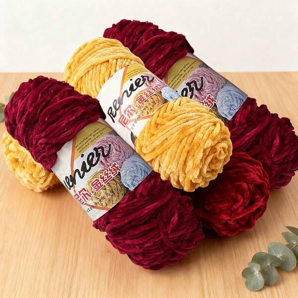 1pc 100g Handmade Chenille Medium Thick Yarn, Soft & Comfortable For DIY Scarf, Hat, Jacket, Sweater, Bag, Doll And More