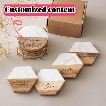 Sottobicchieri in legno personalizzati con incisione del nome, sottobicchieri bar personalizzati, sottobicchieri per bevande per la casa, regali per matrimoni e feste, regali per il riscaldamento della casa, regali per anniversari, regali aziendali, regali per feste, regali, regali di Natale, elementi essenziali per la tavola, bar personalizzato - Affari