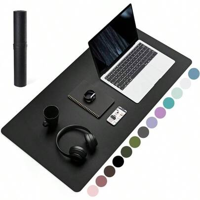 Non - Slip Desk Pad, Mouse Pad, Waterproof PVC Leather Desk Table Protector, Ultra Large Desk Blotter, Easy Clean Laptop Desk Writing Office WorkHomeDecorBlack, 31.5x 15.