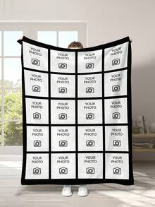 1pc Customized Photo Blanket, Personalized Flannel Blanket With Photo And Text, Bedding Blanket, Custom Picture Blanket, Personalized Family Photo Blanket, Custom Image Blanket, Personalized Throw Blanket With Image, Cozy Blanket, Family Gift, Wedding Gift, Mother's Day Gift, Birthday Gift, Office Use - Twenty Photos - View 2