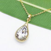 Navachi 18k Gold Plated Water Drop Pear-Shaped  Pendant Necklace 16inch+2inch{Inchcolor_nameinch:InchWhiteinch} - 鋯石白 - 查看 5