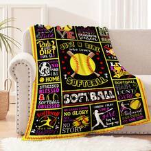 Softball Printed Blanket, Team Gift,Super Soft Flannel Printed  Blanket,As Birthday Gifts, Family, Wedding, Souvenir Blankets, Polyester Blankets Suitable For All Seasons, Washable, Machine Washable, Lightweight, Breathable, Comfortable, Warm, Unique, 280gsm For Him, Her Personalized Ideal Gifts For Her, Him, Family, Boyfriend, Girlfriend, Father, Family, Mother, Lover, Daughter, Son, Grandfather, Grandmother, Friend, Classmate, Pet.   Perfect Nap, Camping, Travel, Home, Daily Life, Office Decoration, Birthday, Anniversary, Valentine's Day, Thanksgiving, Christmas, Halloween, Mother's Day, Father's Day, Wedding, New Year Gifts ,Sofa,Bed,Car,Bedroom,Living Room,Office,  Outdoor Camping, Beach,Wall Decoration - 多色11 - 查看 3