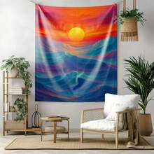 2026-Personalized Tapestry Wall Hanging-Japanese Great Wave &  Sunrise Sunset Tapestry - Vibrant Ocean Mountain Landscape Wall Art, Horizontal Premium Peach Light Beige Fabric Indoor Decor For Living Room, Bedroom, Office - No Electricity Needed, Beachy Room Decor, Bedroom Art Piece, Smooth Texture Finish, Home Decoration, Highquality Print, Art Lovers - 40*60 trong - Xem 5