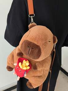 Moqueta de Día Casual BLUESLEMON de Capibara de 30.0 cm con Bolsa para Papas Fritas, Mochila Temática de Animales Ajustable y Lavable a Mano, Decoración Única para el Hogar, Regalo Ideal - Multicolor - Ver 6