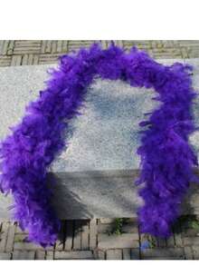 1 件约 79 英寸长的纯色天然羽毛围巾/围巾，适合表演、婚礼、生日派对、晚会约会、圣诞舞会、服装装饰（火鸡羽毛可能会略微脱落）