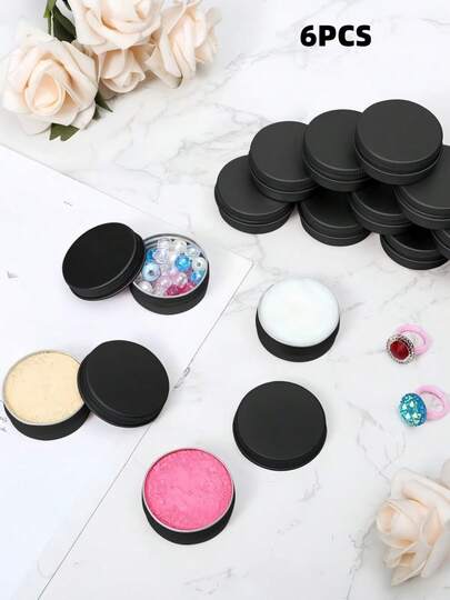 6 małych aluminiowych puszek o pojemności 0,5 uncji, puste metalowe okrągłe pojemniki z zakrętkami, szczelne, mini słoiczki wielokrotnego użytku na kremy, balsamy, świece, szminki i pudry do makijażu. Nadaje się do pakowania kosmetyków w formacie podróżnym.