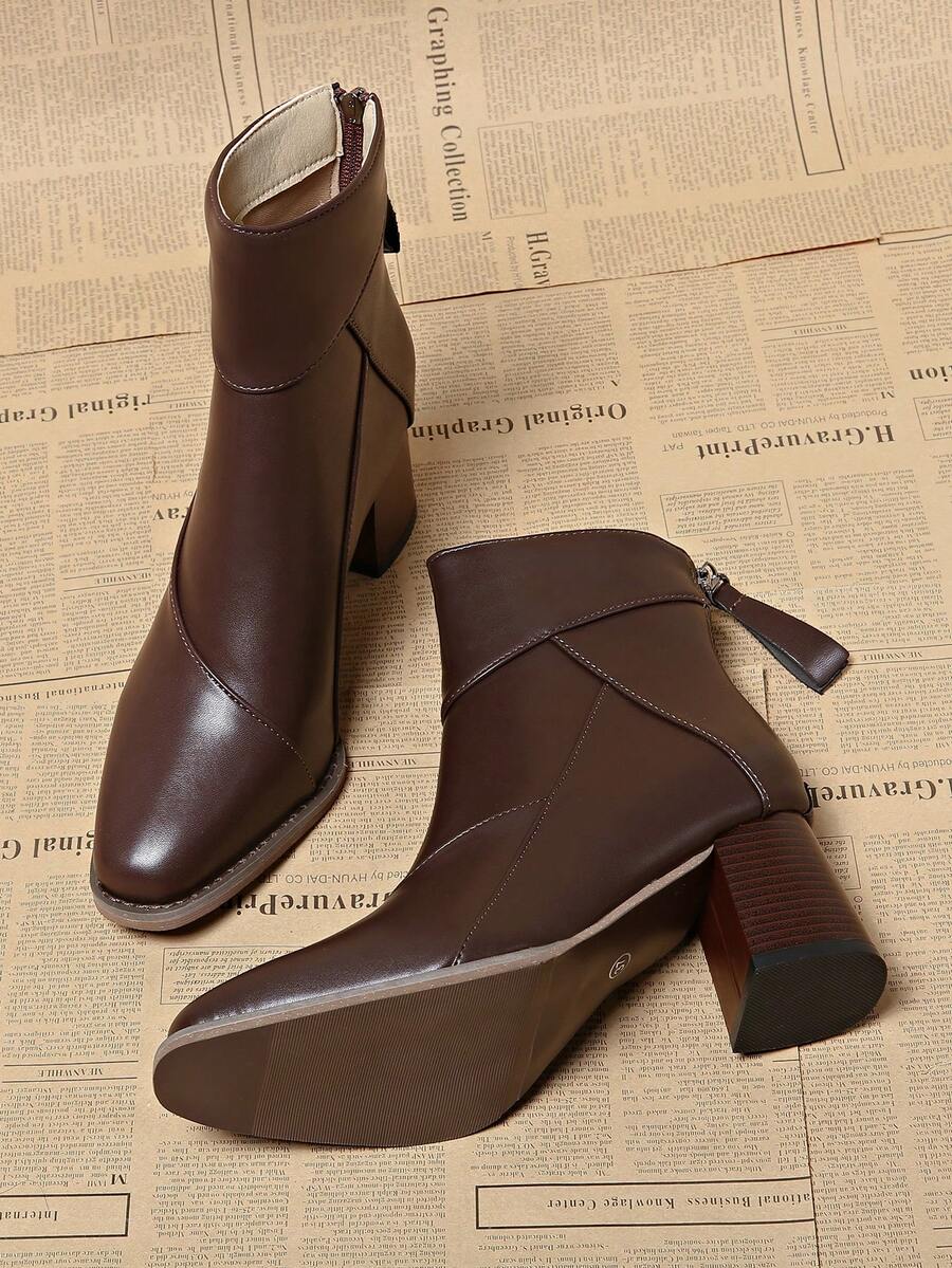 2024 Fashionable European Style Women's Chelsea Ankle Boots, Short Smoke Tube Boots For Autumn/Winter - Brown - View 1