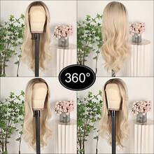 13x4 Free Part Blonde Highlight Brown Color Long Body Wave Lace Front Wig Pre Plucked Hairline Glueless Soft Warm Brown Wavy Hair Wig 26 Inch Heat Resistant Synthetic Hair Breathable HD Lace Wig For Women Girls Daily & Party Use Synthetic Hair Replacement Wig Ready To Wear Wig 180% Density - 漸變金色 - 查看 6