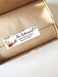 (3-Piece Set) 42 Customized Christmas Return Address Labels, Personalized Christmas Return Address Labels With Santa Claus, Holiday Christmas Tree Design, Customized Holiday Happy Surname Stickers, Personalized Address Labels Self-Adhesive Flat Rectangular Return Name Stickers, Christmas Decoration,  Suitable For Holiday Gift Packaging And Stationery, Greeting Card Envelopes, Daily Office Use (4 Patterns To Choose From) - Multicolor - View 9